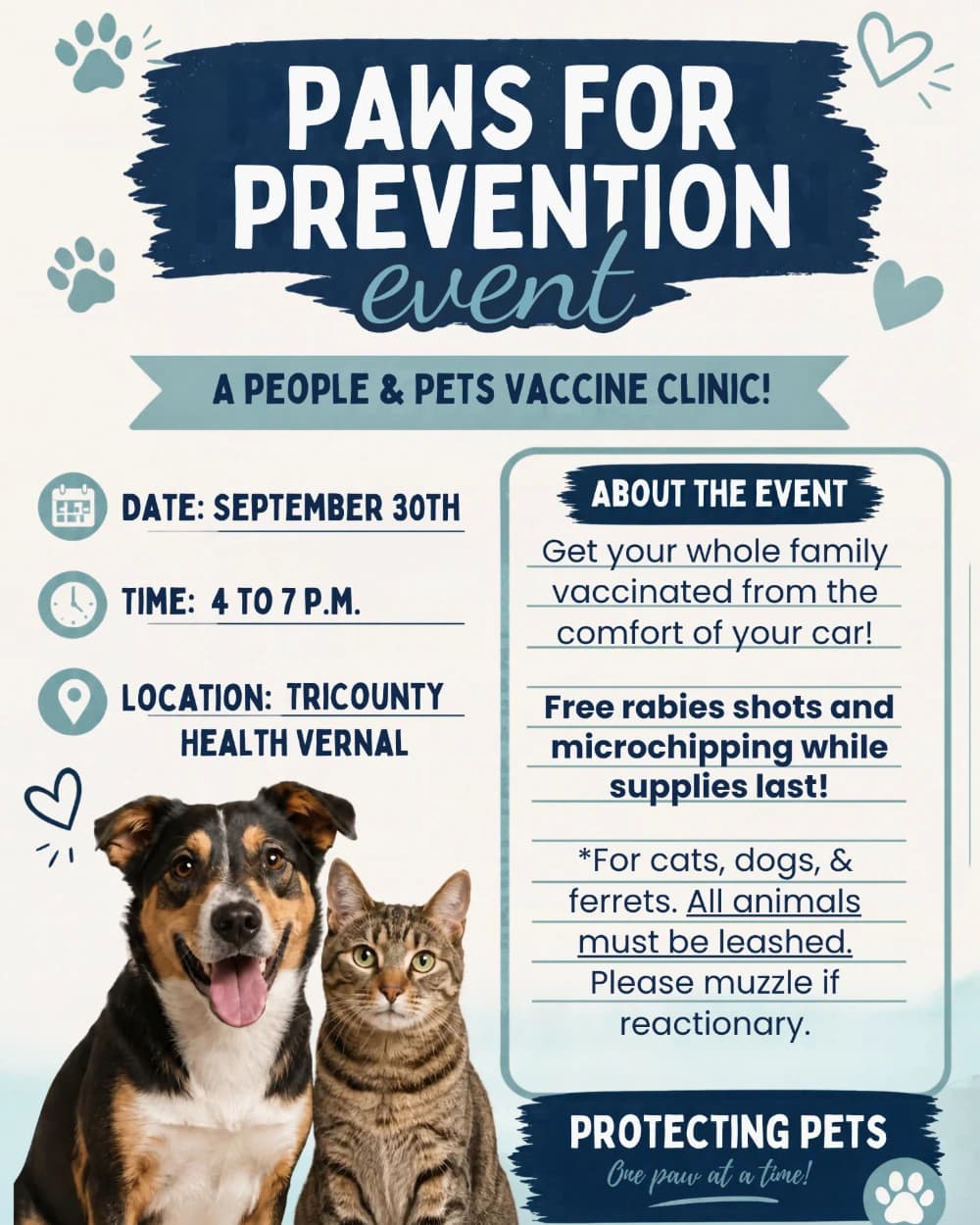 Paws for Prevention: A People & Pets Vaccine Clinic event poster