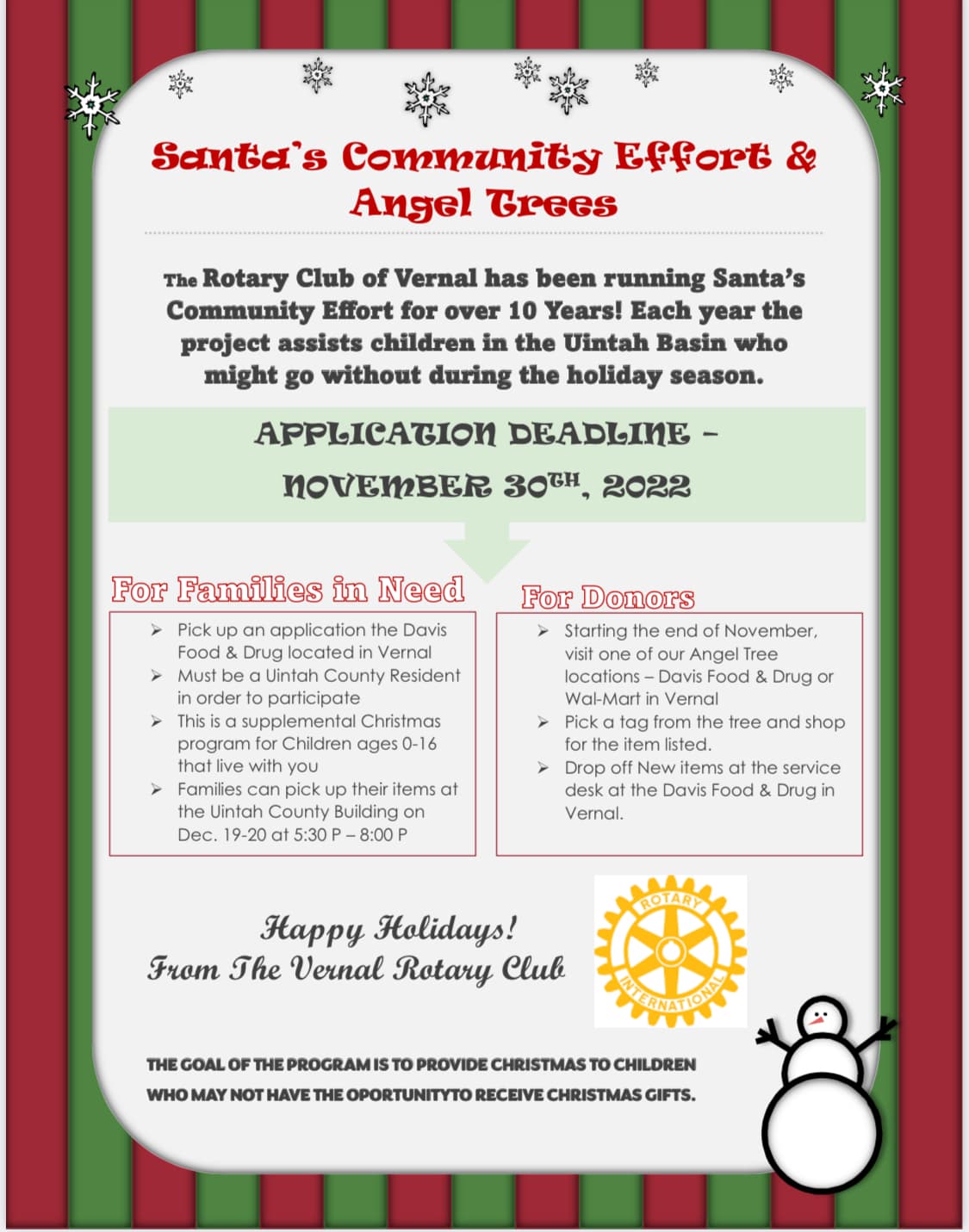 Applications Open For Santa’s Community Effort Angel Trees Nominations