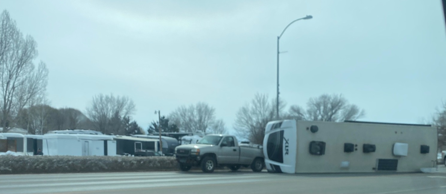 Tipped Over Toy Hauler Trailer Blocks Eastbound Highway 40 In Vernal