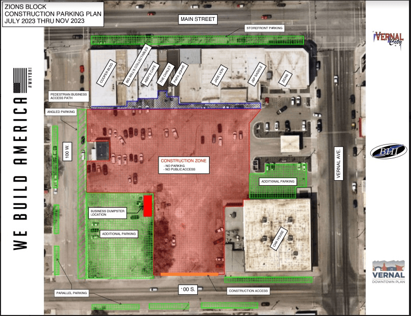 Zions Block Parking Guide Provided As Construction Begins In Downtown Vernal