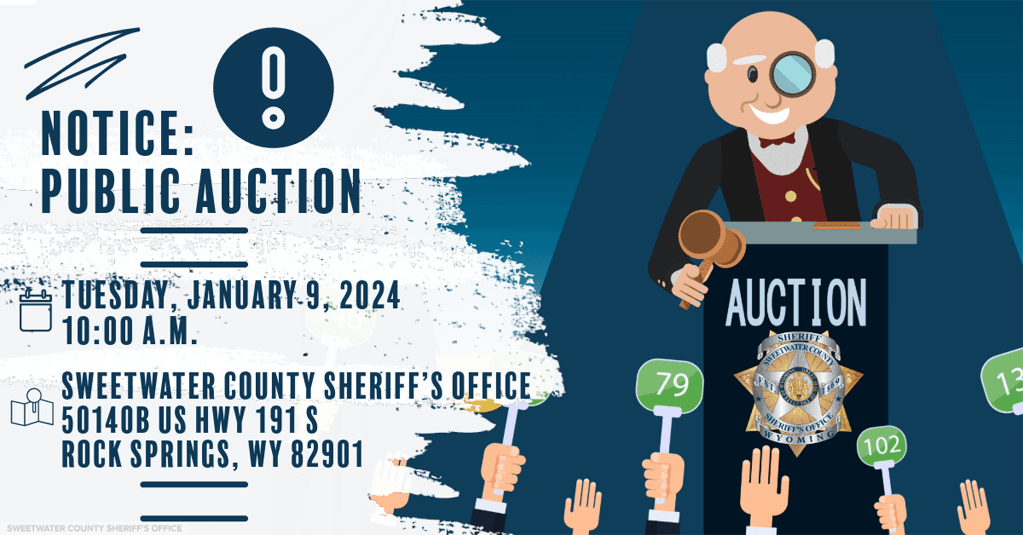 Sweetwater County Sheriff’s Office Posts Public Auction Notice