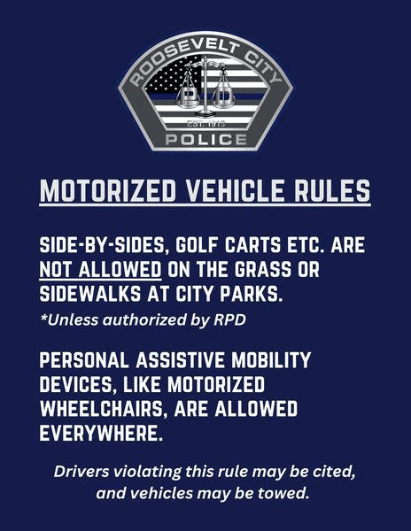 Roosevelt PD Reminder Of Rules In City Parks